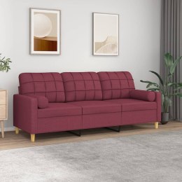 3-osobowa sofa z poduszkami, bordowa, 180 cm, tkanina Lumarko!