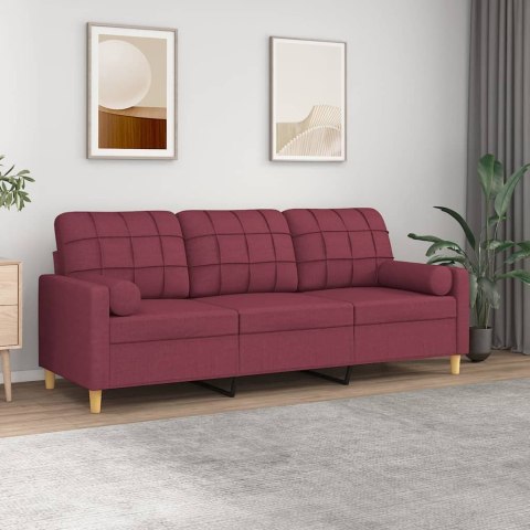 3-osobowa sofa z poduszkami, bordowa, 180 cm, tkanina Lumarko!