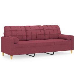 3-osobowa sofa z poduszkami, bordowa, 180 cm, tkanina Lumarko!