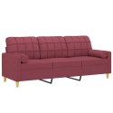 3-osobowa sofa z poduszkami, bordowa, 180 cm, tkanina Lumarko!