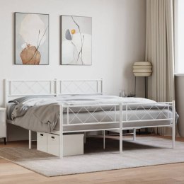 Metalowa rama łóżka z wezgłowiem i zanóżkiem, biała, 120x190 cm Lumarko!