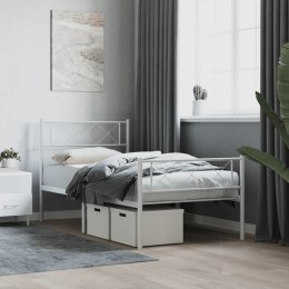 Metalowa rama łóżka z wezgłowiem i zanóżkiem, biała, 90x190 cm Lumarko!