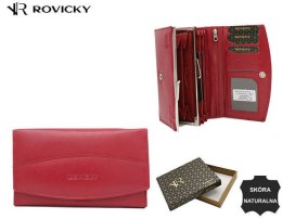 Skórzany portfel damski z tłoczoną klapą — Rovicky Lumarko!