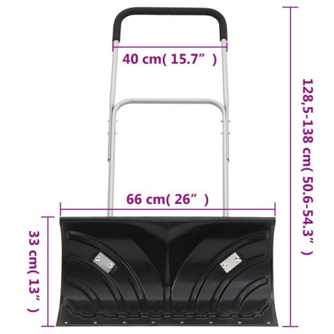 Pług do śniegu z wydłużaną rączką, czarny, 66 cm, stal Lumarko!