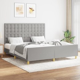 Rama łóżka z zagłówkiem, jasnoszara, 160x200 cm, obita tkaniną Lumarko!
