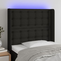 Zagłówek do łóżka z LED, czarny, 103x16x118/128 cm, tkanina Lumarko!