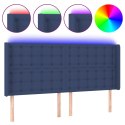 Zagłówek do łóżka z LED, niebieski, 163x16x118/128 cm, tkanina Lumarko!