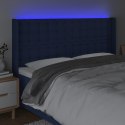 Zagłówek do łóżka z LED, niebieski, 163x16x118/128 cm, tkanina Lumarko!