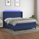 Łóżko kontynentalne z materacem, niebieskie 160x200 cm, tkanina Lumarko!