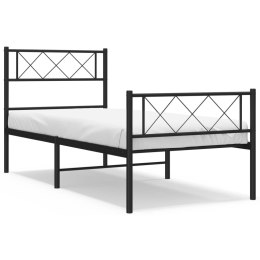 Metalowa rama łóżka z wezgłowiem i zanóżkiem, czarna, 107x203cm Lumarko!