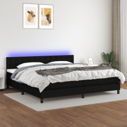 Łóżko kontynentalne z materacem, czarne, 200 x 200 cm, tkanina Lumarko!