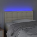 Zagłówek do łóżka z LED, kremowy, 80x5x78/88 cm, sztuczna skóra  Lumarko!