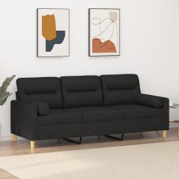3-osobowa sofa z poduszkami, czarna, 180 cm, tkanina Lumarko!