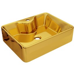 Umywalka z otworem na baterię, 48x37x13,5 cm, ceramiczna, złota  Lumarko!