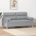 2-osobowa sofa z poduszkami, jasnoszara, 140 cm, tkanina Lumarko!