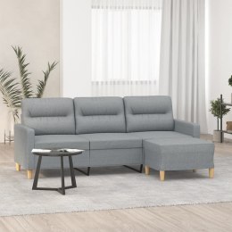 3-osobowa sofa z podnóżkiem, jasnoszara, 180 cm, tkaniną  Lumarko!