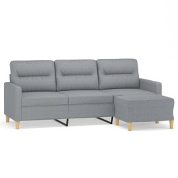 3-osobowa sofa z podnóżkiem, jasnoszara, 180 cm, tkaniną  Lumarko!