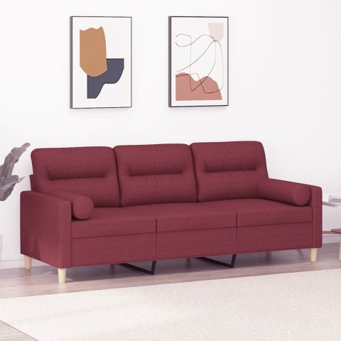 3-osobowa sofa z poduszkami, winna czerwień, 180 cm, tkanina  Lumarko!