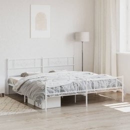 Metalowa rama łóżka z wezgłowiem i zanóżkiem, biała, 180x200 cm Lumarko!