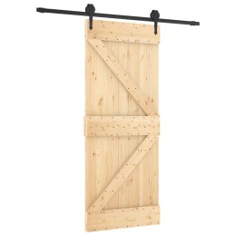 Drzwi przesuwne z osprzętem, 85x210 cm, lite drewno sosnowe  Lumarko!