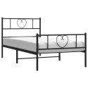 Metalowa rama łóżka z wezgłowiem i zanóżkiem, czarna, 90x190 cm Lumarko!