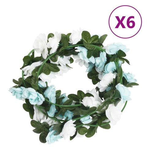 Sztuczne girlandy kwiatowe, 6 szt., niebiesko-białe, 240 cm  Lumarko!