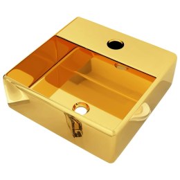 Umywalka z otworem na baterię, 38x30x11,5 cm, ceramiczna, złota Lumarko!