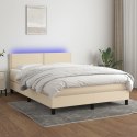 Łóżko kontynentalne z materacem, kremowe, 140x190 cm, tkanina Lumarko!