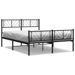 Metalowa rama łóżka z wezgłowiem i zanóżkiem, czarna, 135x190cm Lumarko!
