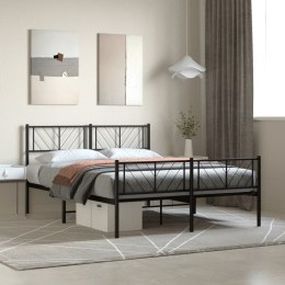 Metalowa rama łóżka z wezgłowiem i zanóżkiem, czarna, 150x200cm  Lumarko!