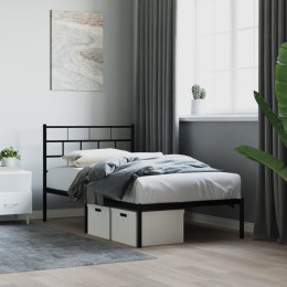 Metalowa rama łóżka z wezgłowiem, czarna, 75x190 cm Lumarko!