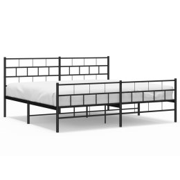 Metalowa rama łóżka z wezgłowiem i zanóżkiem, czarna, 183x213cm  Lumarko!