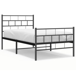 Metalowa rama łóżka z wezgłowiem i zanóżkiem, czarna, 80x200 cm  Lumarko!