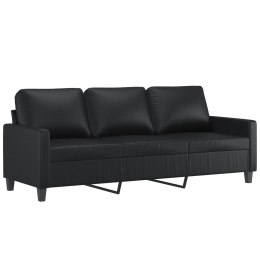 3-osobowa sofa, czarna, 180 cm, obita sztuczną skórą  Lumarko!