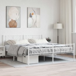 Metalowa rama łóżka z wezgłowiem i zanóżkiem, biała, 193x203 cm  Lumarko!