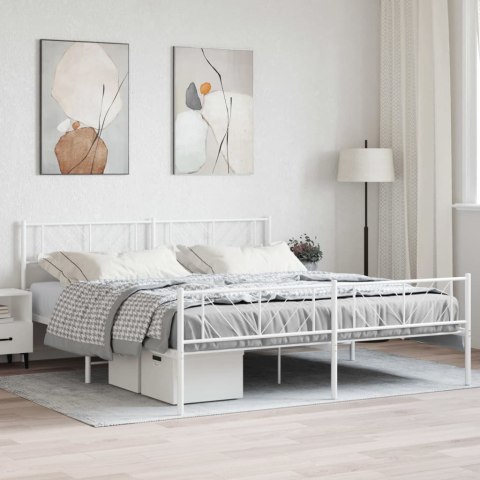 Metalowa rama łóżka z wezgłowiem i zanóżkiem, biała, 193x203 cm Lumarko!