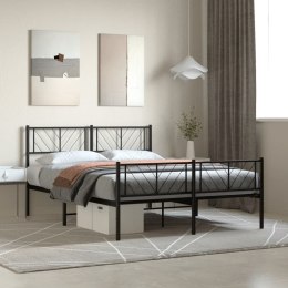 Metalowa rama łóżka z wezgłowiem i zanóżkiem, czarna, 120x190cm  Lumarko!