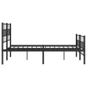 Metalowa rama łóżka z wezgłowiem i zanóżkiem, czarna, 140x190cm  Lumarko!