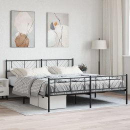 Metalowa rama łóżka z wezgłowiem i zanóżkiem, czarna, 200x200cm  Lumarko!