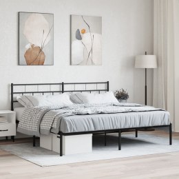 Metalowa rama łóżka z wezgłowiem, czarna, 193x203 cm Lumarko!