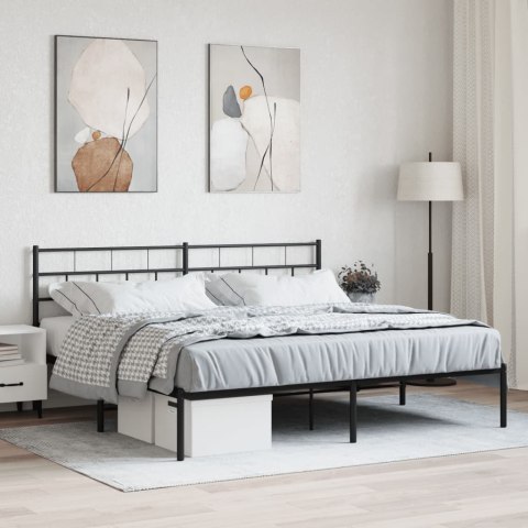 Metalowa rama łóżka z wezgłowiem, czarna, 193x203 cm Lumarko!