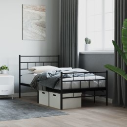 Metalowa rama łóżka z wezgłowiem i zanóżkiem, czarna, 75x190 cm  Lumarko!