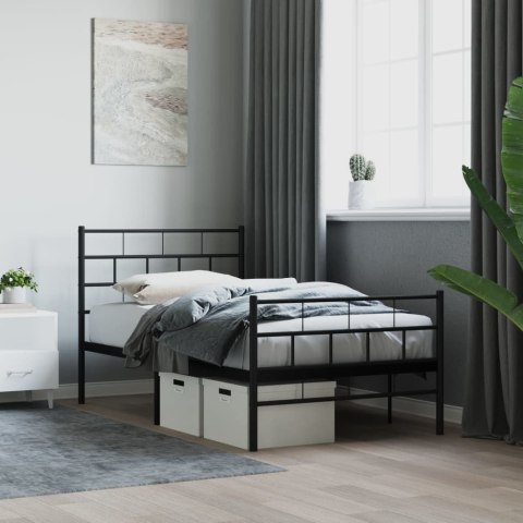 Metalowa rama łóżka z wezgłowiem i zanóżkiem, czarna, 75x190 cm Lumarko!
