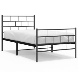 Metalowa rama łóżka z wezgłowiem i zanóżkiem, czarna, 75x190 cm  Lumarko!