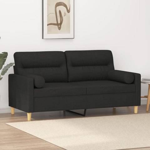 2-osobowa sofa z poduszkami, czarna, 140 cm, tkanina Lumarko!