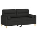 2-osobowa sofa z poduszkami, czarna, 140 cm, tkanina Lumarko!