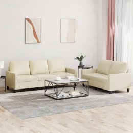 2-osobowa sofa z poduszkami, kremowa, sztuczna skóra Lumarko!