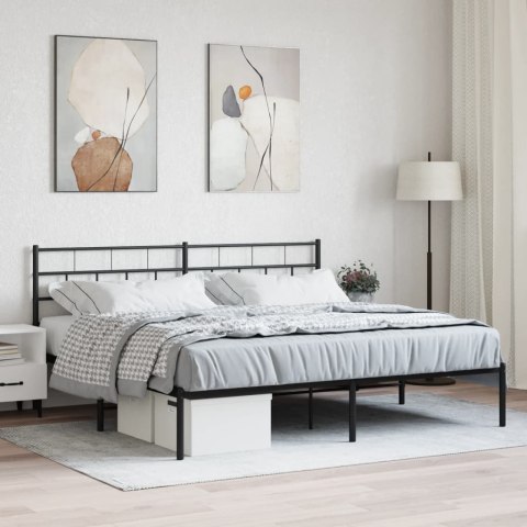 Metalowa rama łóżka z wezgłowiem, czarna, 183x213 cm Lumarko!