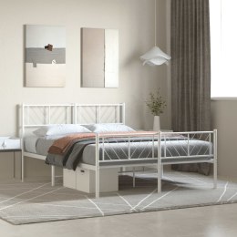 Metalowa rama łóżka z wezgłowiem i zanóżkiem, biała, 150x200 cm  Lumarko!