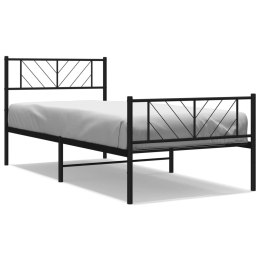 Metalowa rama łóżka z wezgłowiem i zanóżkiem, czarna, 100x190cm  Lumarko!